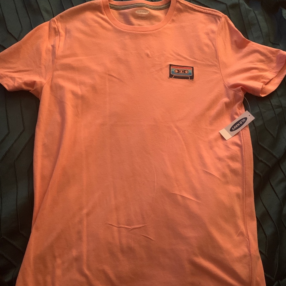 Peach colored Tee with cassette detail